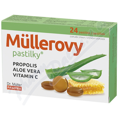 Müllerovy pastilky s propolisem a Aloe vera 24ks