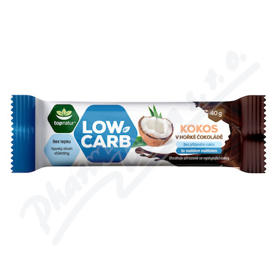Topnatur LOW CARB tyčinka kokos v hoř.čokoládě 40g
