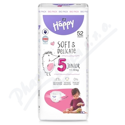 Happy Soft&Delicate 5 dětské pleny 11-18kg 52ks