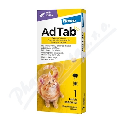 AdTab 12mg žvýkací tablety pro kočky 0.5-2kg 1ks