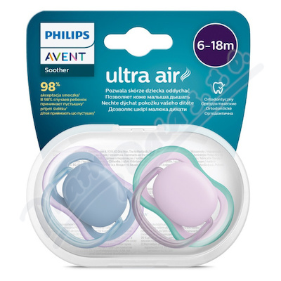 Philips AVENT Šidít.Ultra air 6-18m dívka 2ks