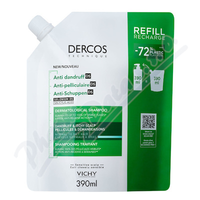 VICHY DERCOS Šampon lupy mastné vlasy náplň 390ml