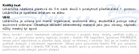 Lékárnička nástěnná plastová do 5 osob Steriwund