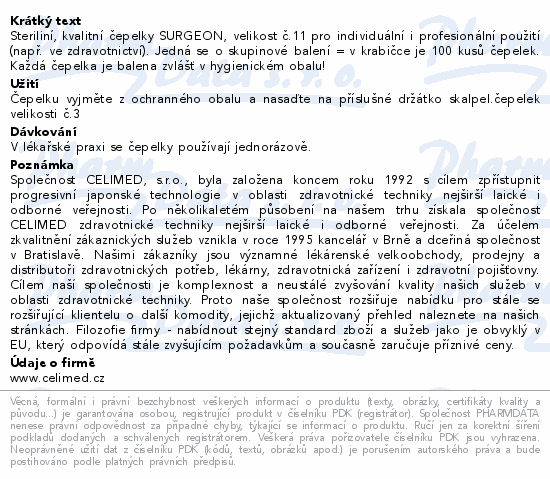 Čepelky skalp.SURGEON č.11 steril.100ks