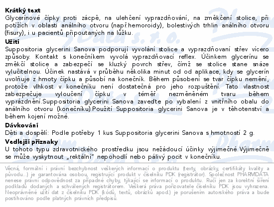 SUPP.GLYCERINI SANOVA Glycer.čípky Classic 2g 10ks