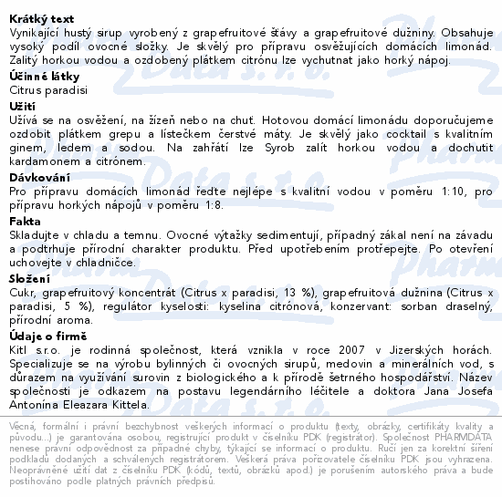 Kitl Syrob Grapefruit s dužninou 500ml