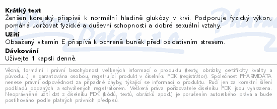 Natural Medicaments Ženšen+vitamín E cps.60