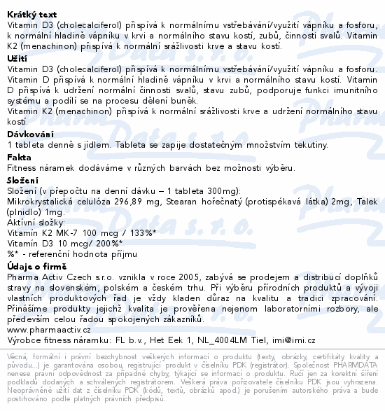 Vitamín K2 MK 7 + D3 Forte tbl.125 + Fitness nár.