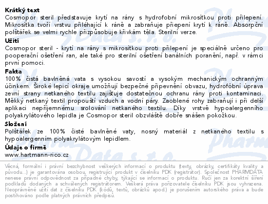 Hartmann Cosmopor náplast sterilní 10x6cm 25ks