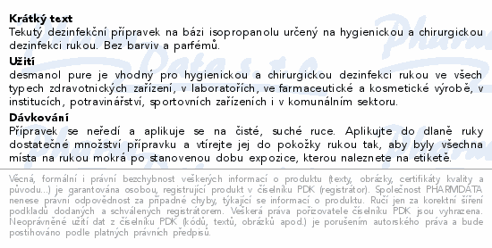 desmanol pure dezinfekce na ruce 1000ml schülke