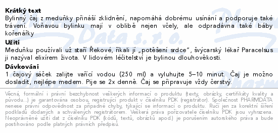 LEROS Meduňka čaj 20x1g
