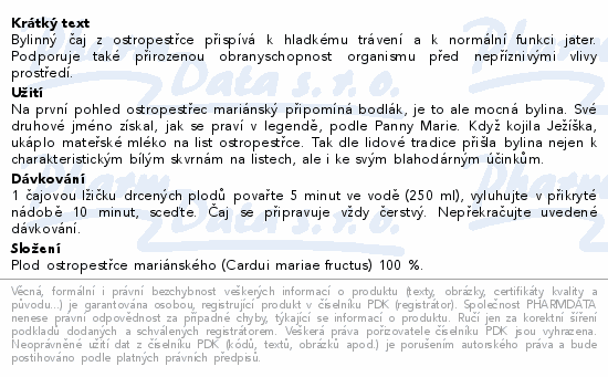 LEROS Ostropestřec čaj 150g