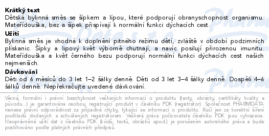 LEROS Dětský čaj na průdušky 6m 20x1.5g