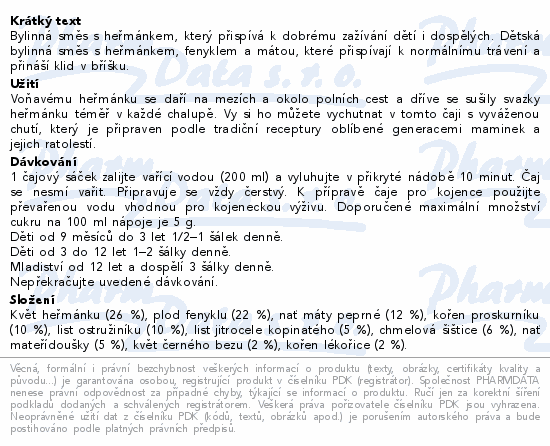 LEROS Dětský čaj bylinný s heřmánkem 9m 20x1.5g