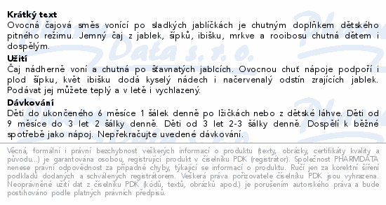 LEROS Dětský čaj Jablko 6m 20x2g