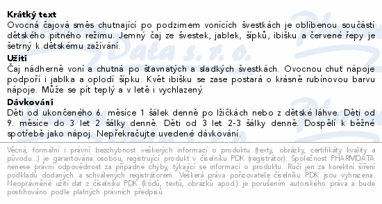 LEROS Dětský čaj Švestka 6m 20x2g