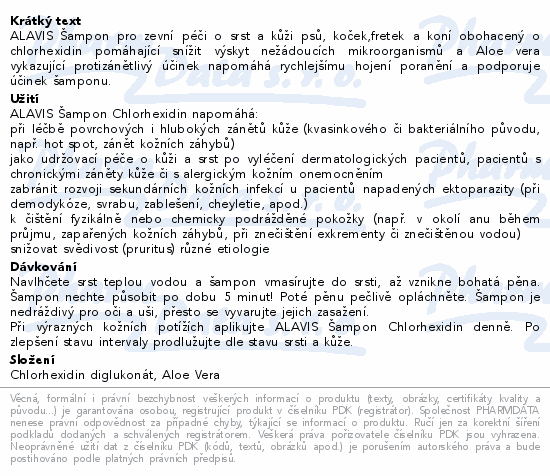 ALAVIS Šampon Chlorhexidin 250ml