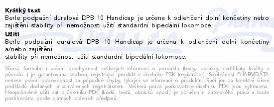 Berle podpažní duralová DPB 10 vel.L 2ks Handicap