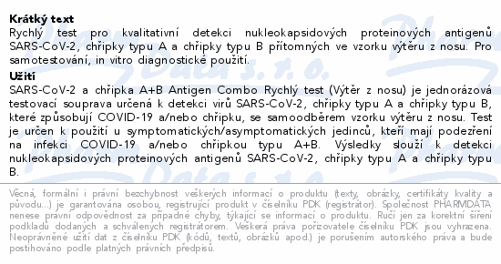 JusChek SARS-CoV-2 a chřipka A/B antigen.test 1ks