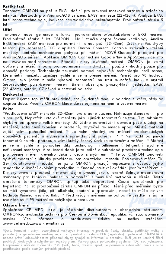 Tonometr digi.OMRON Complete s funkcí EKG pažní