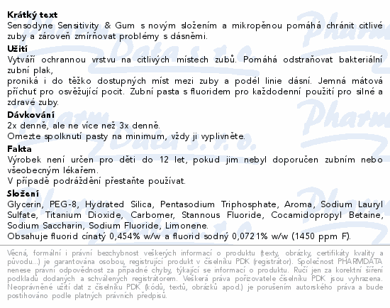 Sensodyne Sensitivity&Gum zubní pasta 75ml