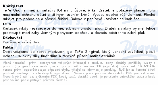 TePe meziz.kart.size 0 Růžové pap.krabička 6ks