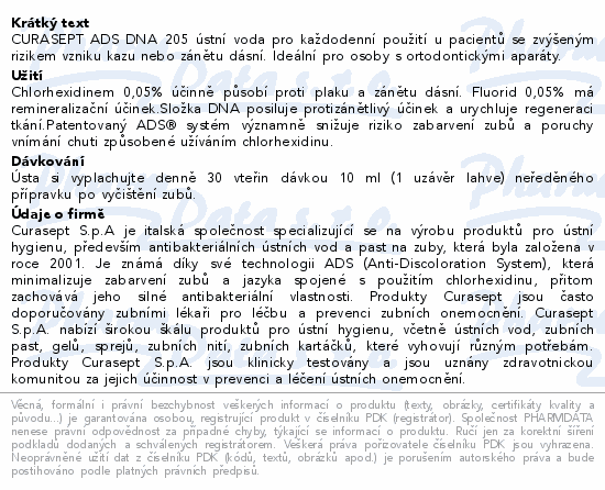 CURASEPT ADS DNA 205 Ústní voda 200ml