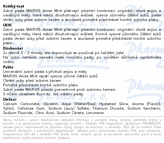 MARVIS Zubní pasta Anise mint 85ml