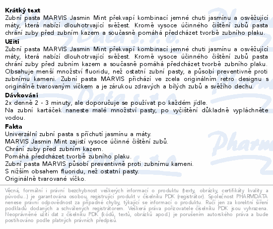 MARVIS Zubní pasta Jasmin mint 85ml