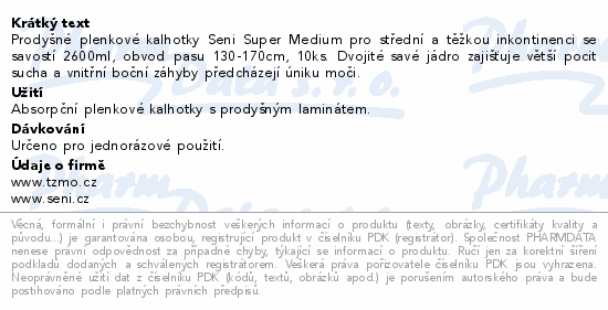 Seni Super inkon.plenkové kalhotky XL 10ks