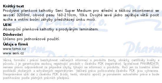 Seni Super Plus inkon.plenkové kalhotky XL 10ks
