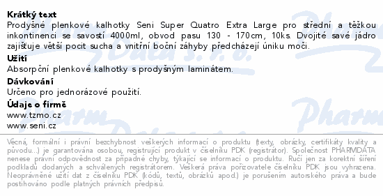 Seni Super Quatro inkon.plen.kalh.s lepítky XL10ks