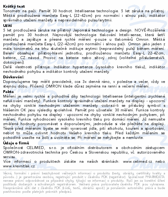 Tonometr digi.OMRON M2+ pažní