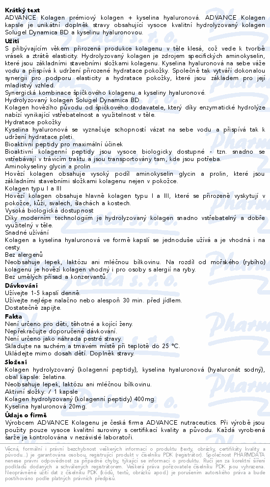 ADVANCE Kolagen s kyselinou hyaluronovou cps.120