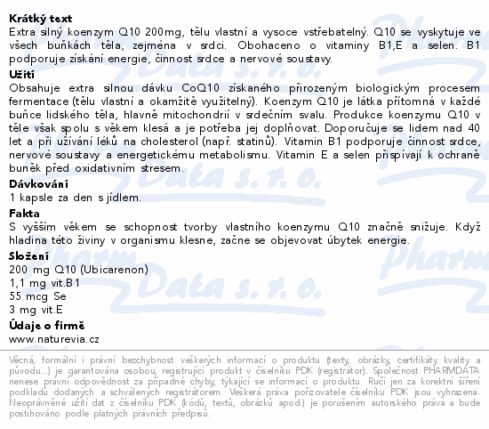 NatureVia Koenzym Q10 cardio 200mg cps.120