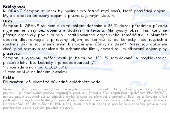 KLORANE Šampon se lnem 400ml