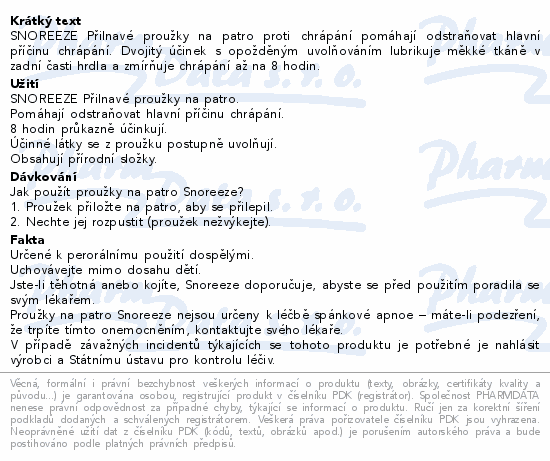 SNOREEZE Proužky přil.na podneb.roti chrápání 14ks