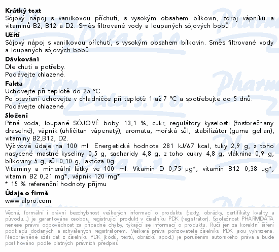Alpro Plant Protein sójový nápoj vanilkový 1l