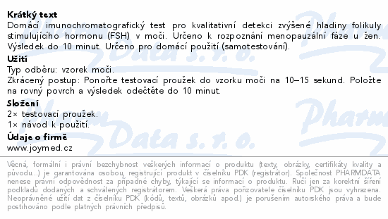 JoyTest Menopauza (FSH) Rapid test 2ks