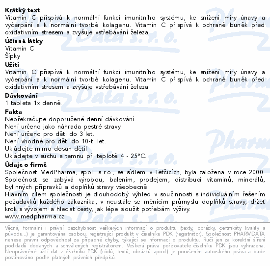 MedPharma Vitamín C 500mg s šípky tbl.37 prod.úč.