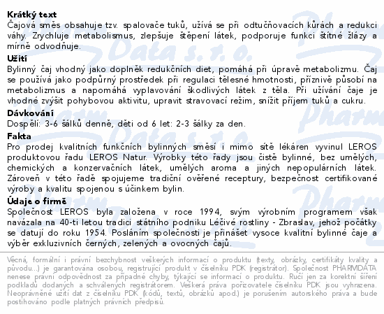 LEROS Štíhlá linie čaj 20x1.5g