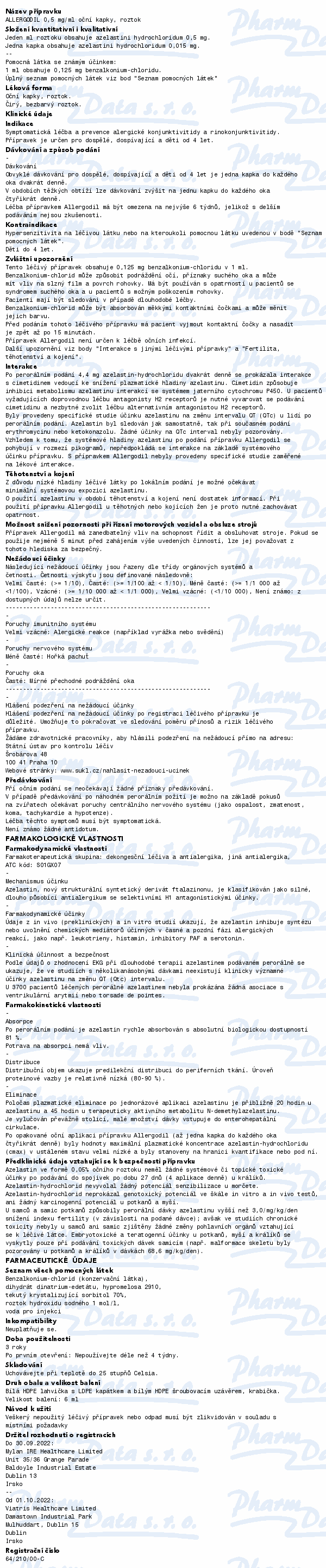 Allergodil 0.5mg/ml opht.gtt.sol.6ml