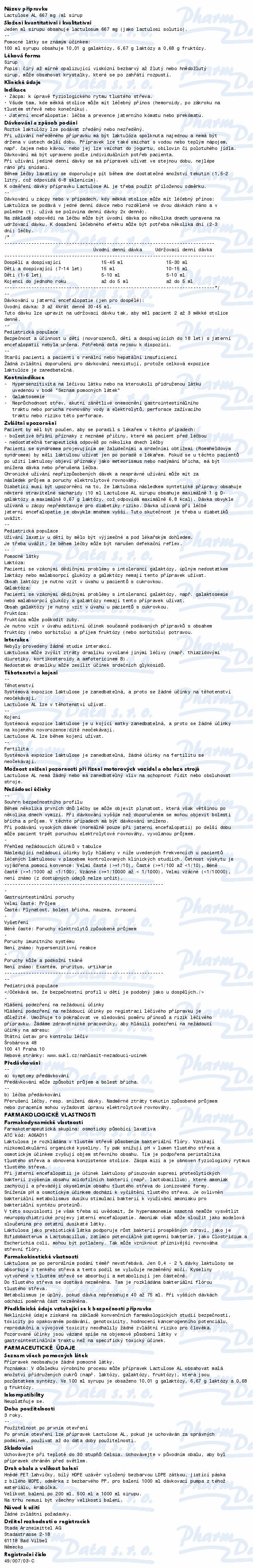 Lactulose AL Sirup por.sir.1x500ml