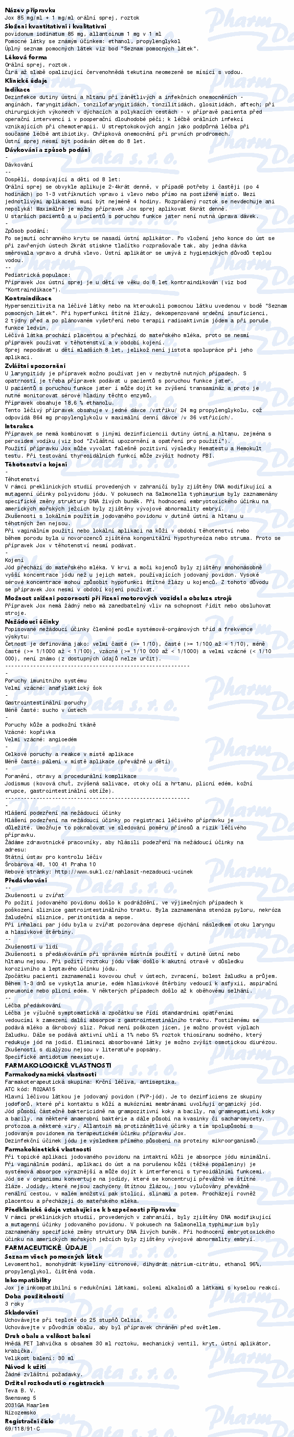 Jox 85mg/ml+1mg/ml orm.spr.sol.1x30ml