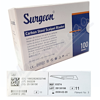 Čepelky skalp.SURGEON č.11 sterilní 100ks