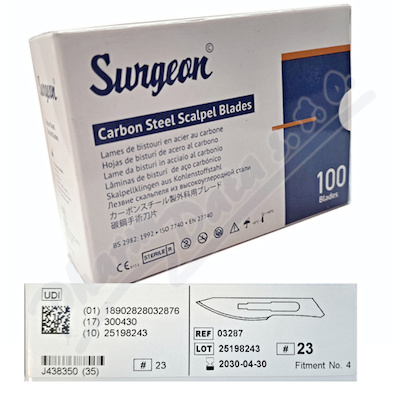 Čepelky skalp.SURGEON č.23 sterilní 100ks