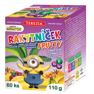 RAKYTNÍČEK Frutty želat.+Zn+Se+vit.E 60ks Mimoni