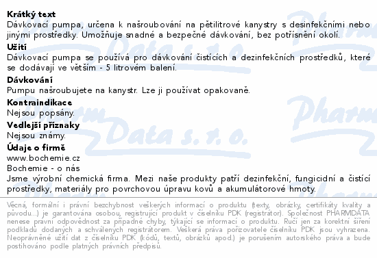 Pumpa dávkovací na 5l Bochemie