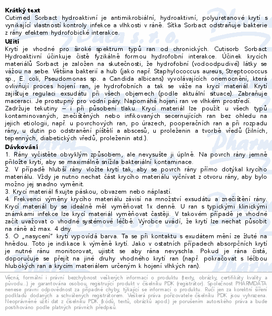 Cutimed Sorbact Hydro antimik.krytí 7x8.5cm 10ks