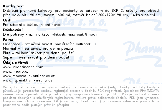 iD Pants Plus S 14ks